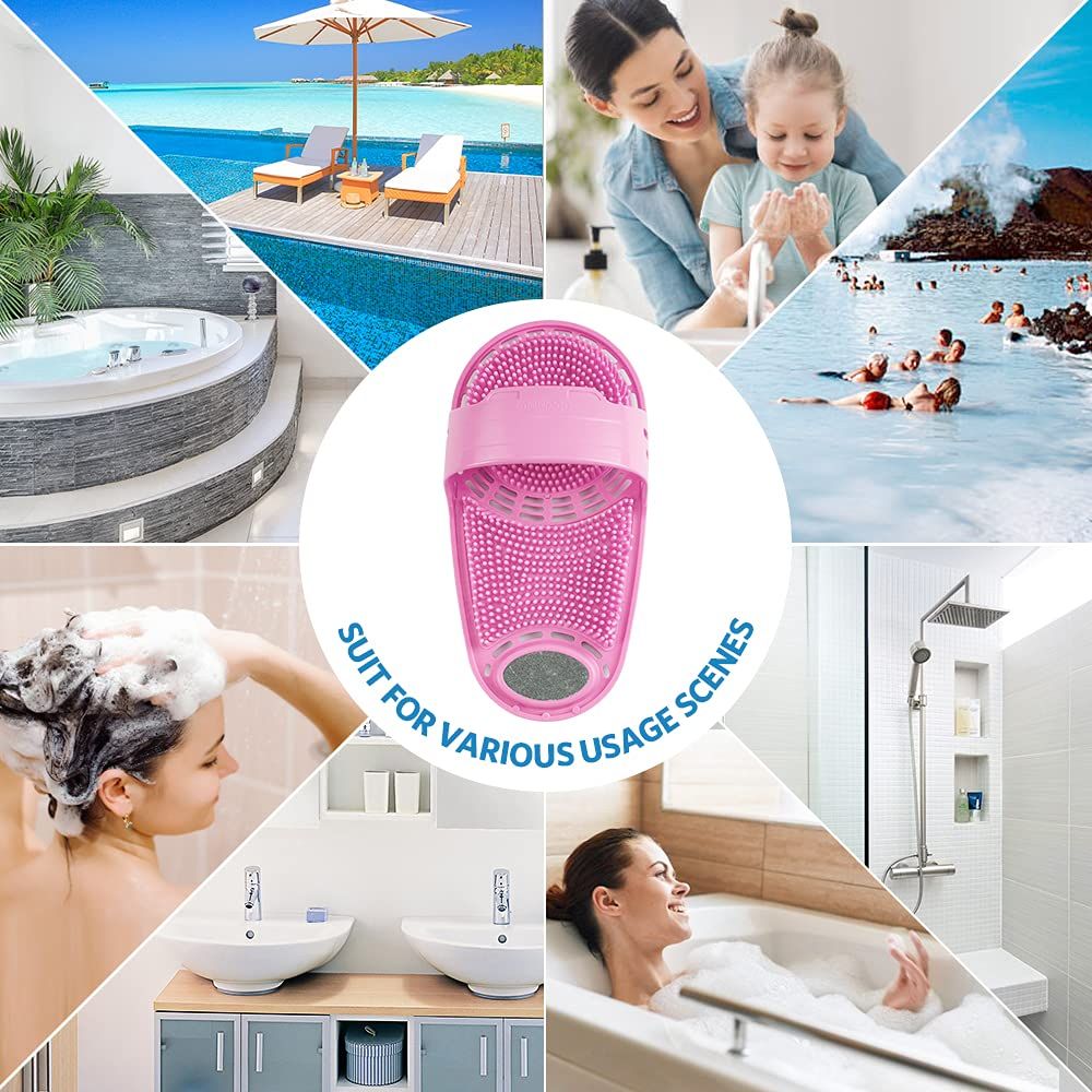 Silicone Foot Scrubber Massage and Cleaning Non-Slip for Shower (1PCS Pink)