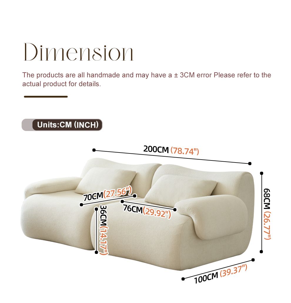 Modular Sectional Sofa 79" Sectional Couches 2 Seater Chenille Couch Beige