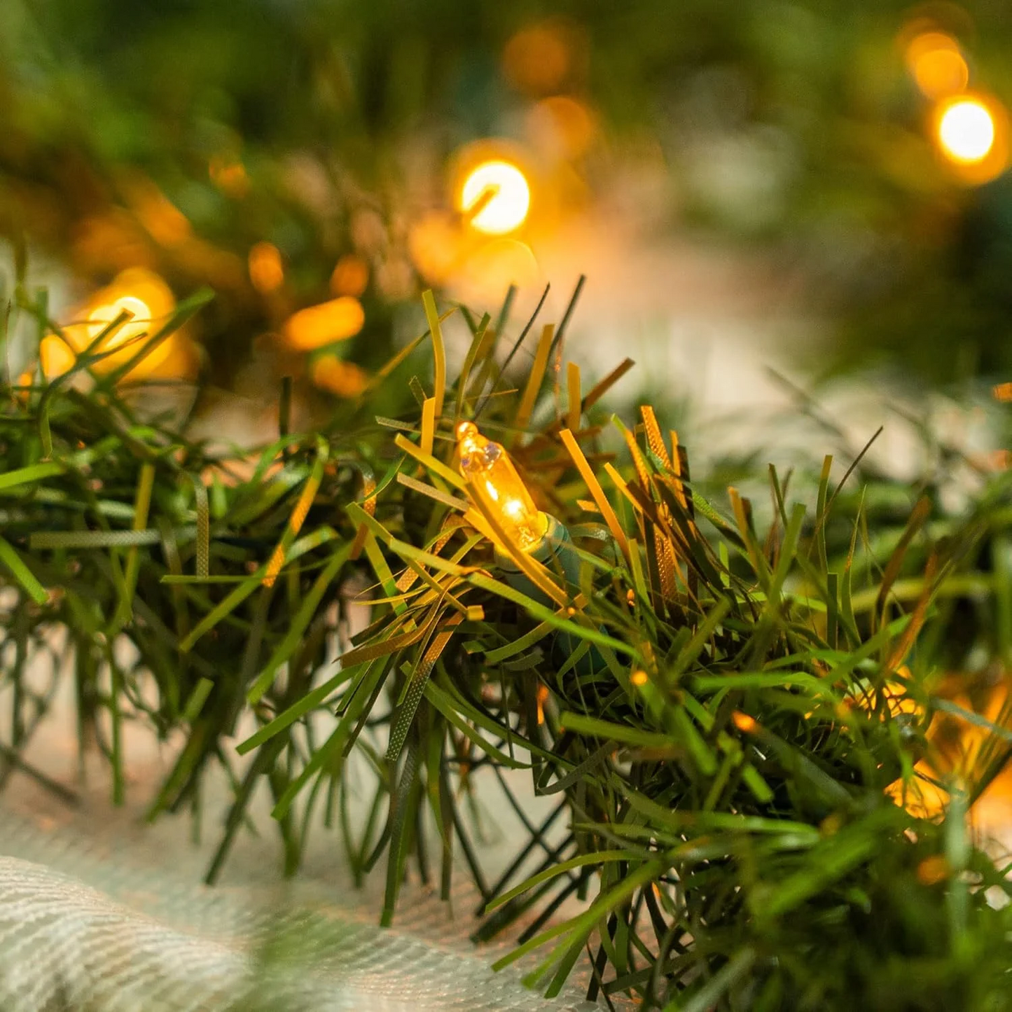 25Ft Christmas Garland Pre-Lit 100 Warm White Lights Soft Artificial Christmas Garland Fireplace Xmas Christmas Collection
