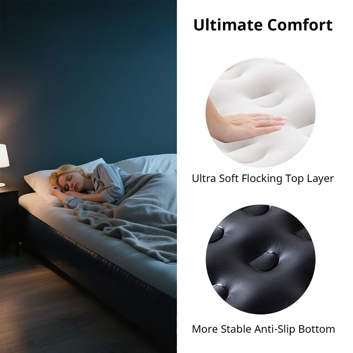 Air Mattress Bed 80" x 60" x 20" Queen Built in Pump Inflatable Mattress Blow Up Bed Travel Air Bed Portable Mattress