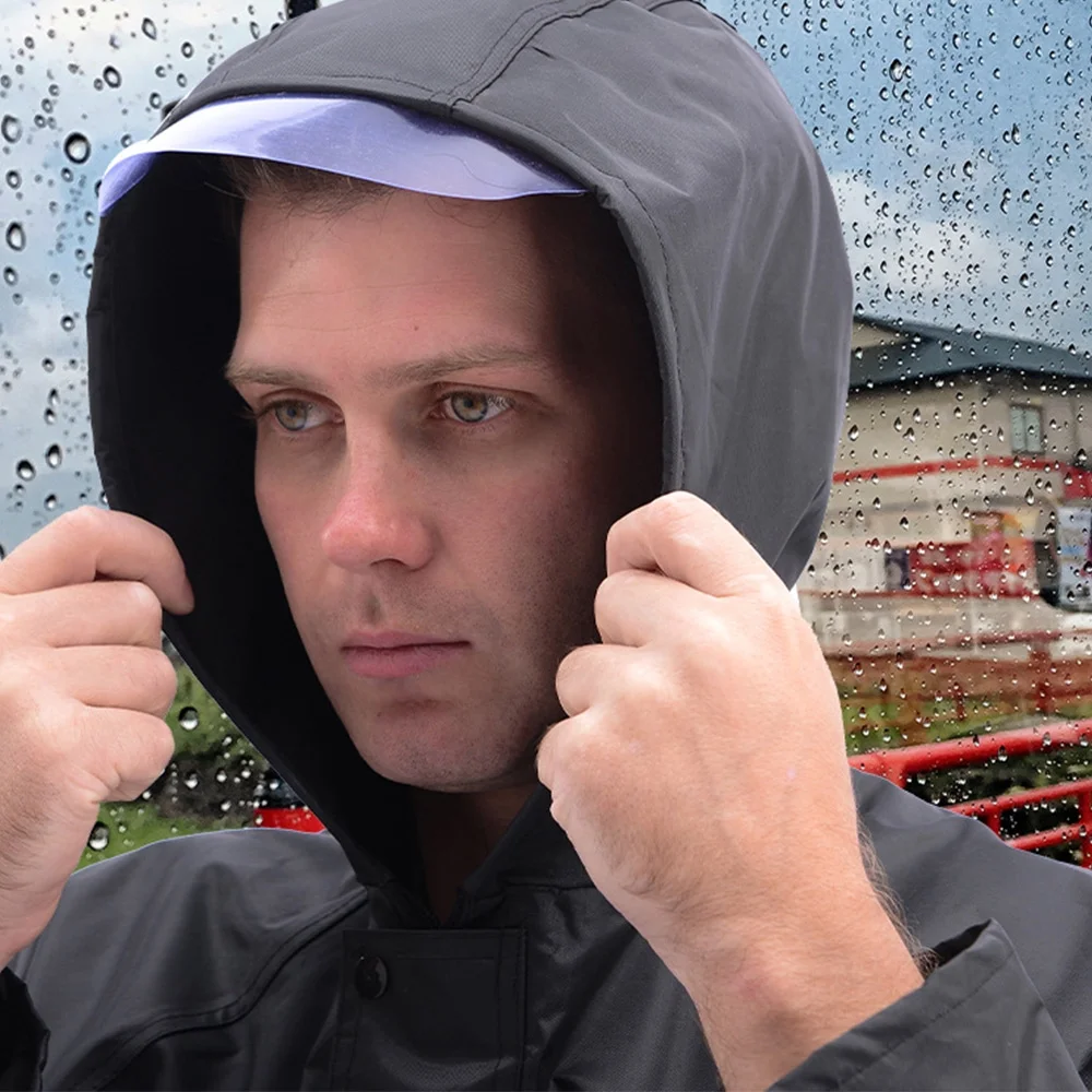 Waterproof Raincoat Men's Long Rain Jacket Lightweight Rainwear Reflective Reusable with Hood