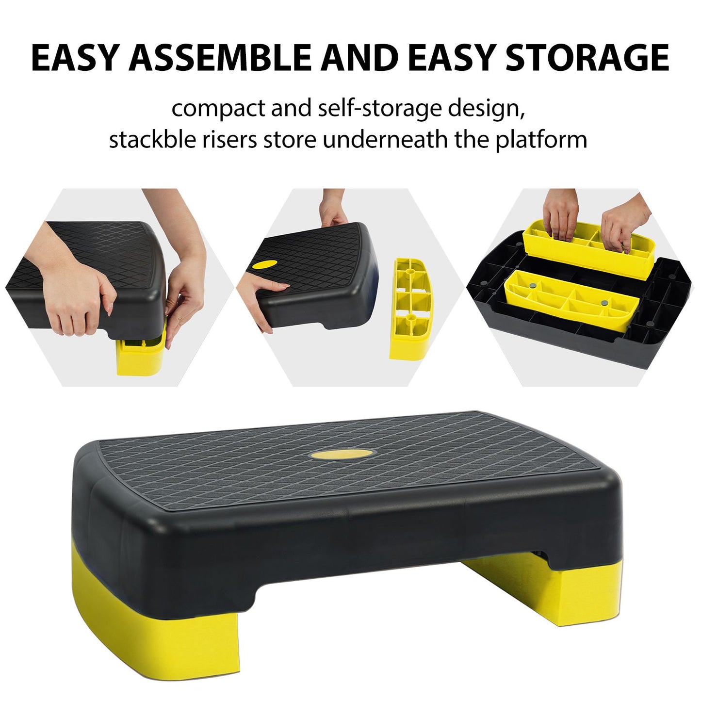 Step Deck with Anti Skid Rubber Adjustable Lightweight Stepper Deck Multifunction Fitness Stepper Yellow