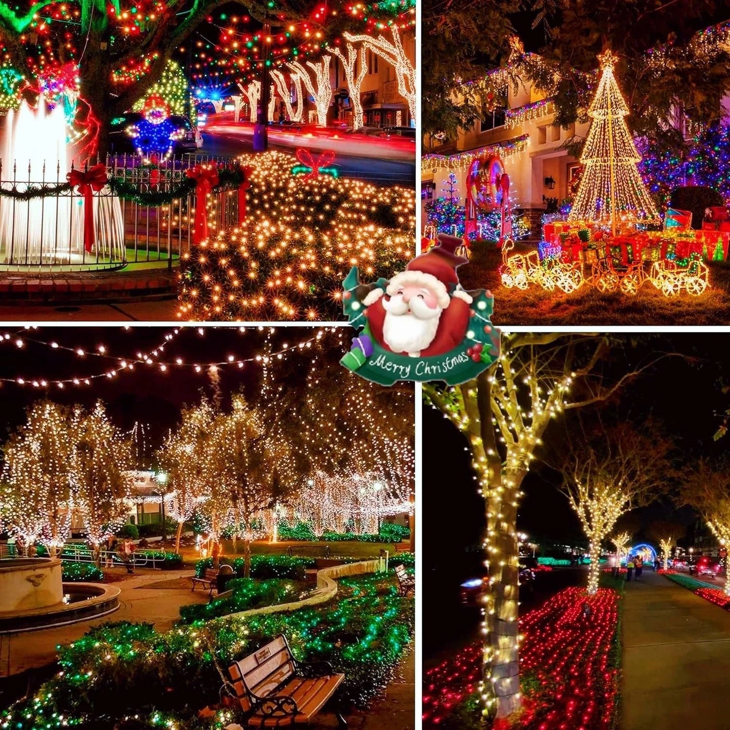 16.4ft White Christmas Tree String Lights 4 Pack Christmas Fairy Lights with 8 Modes Battery Operated Indoor Outdoor Waterproof Lights