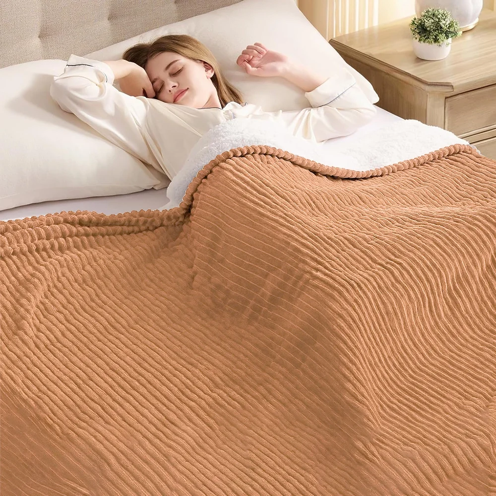 Electric Blanket Full Size 72" x 84" Flannel Heating Blanket Brown Auto Shut-Off Over Heat Protection