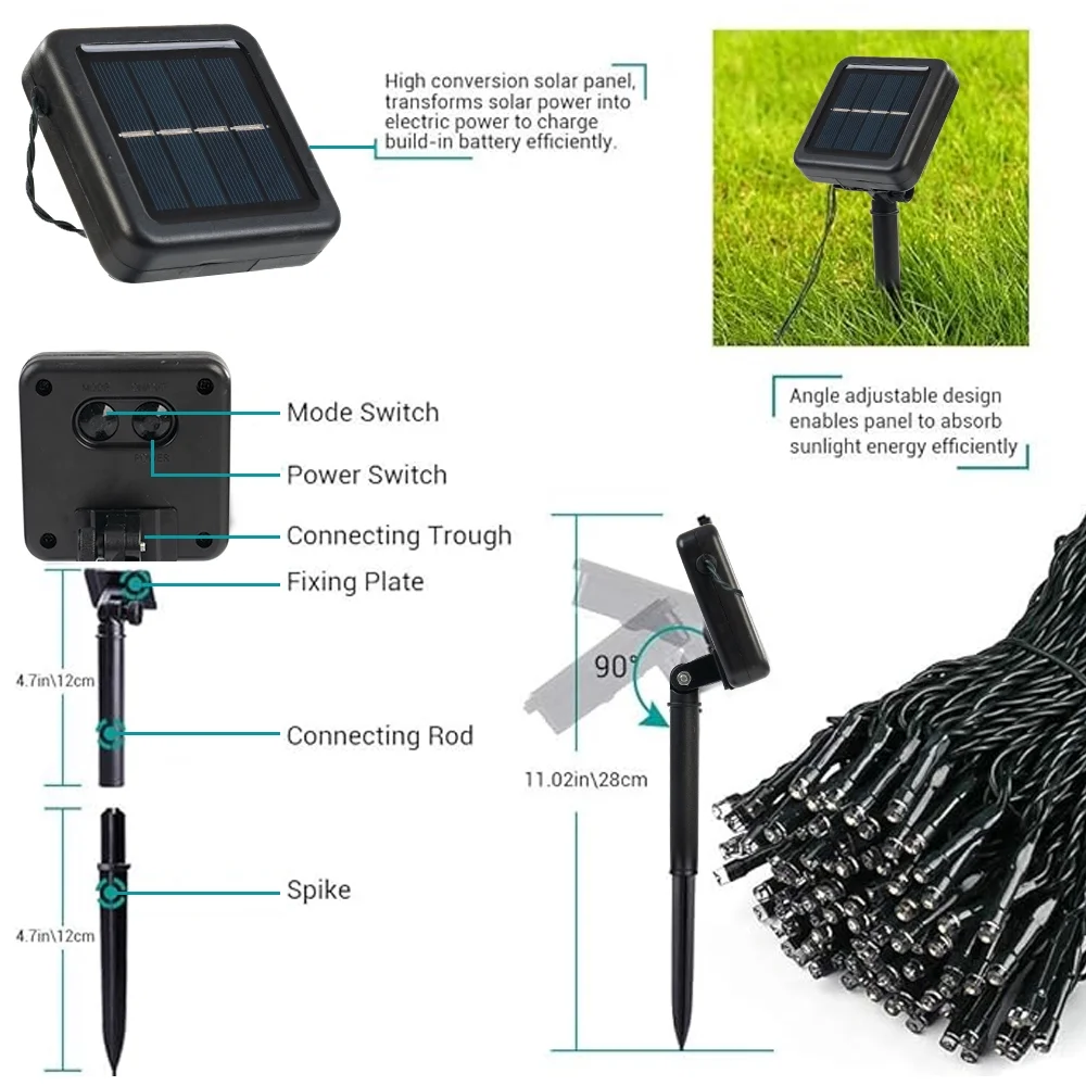 Solar String Lights 75ft 200 LED Outdoor Solar Lights 8 Modes Solar Christmas String Lights