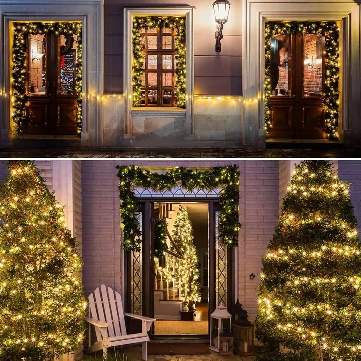 16.4ft White Christmas Tree String Lights 4 Pack Christmas Fairy Lights with 8 Modes Battery Operated Indoor Outdoor Waterproof Lights