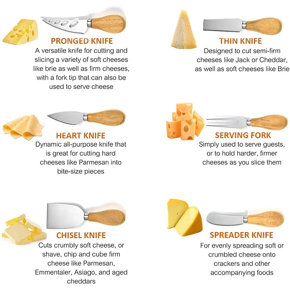 6 Pieces Cheese Knife Cutlery Gift Set, Cheese Knives Set Cheese Spreader Slicer Cheese Cutter Cheese Fork Cheese Spreading Knife