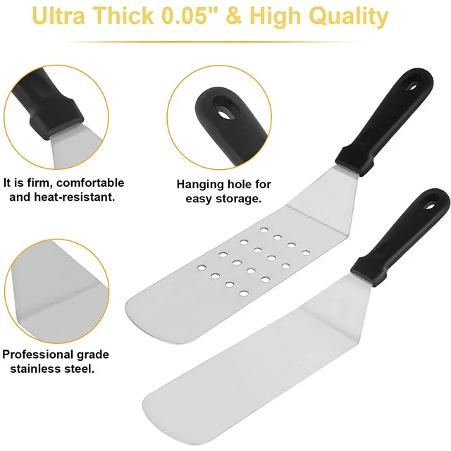 14Pcs Flat Top BBQ Griddle Accessories Kit, professional BBQ Grill Tools Set for Outdoor BBQ Camping