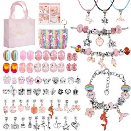 Charm Bracelet Making Kit Jewelry Making Kit 66 Pcs Gifts for Ages 6 7 8 9 10 Girls