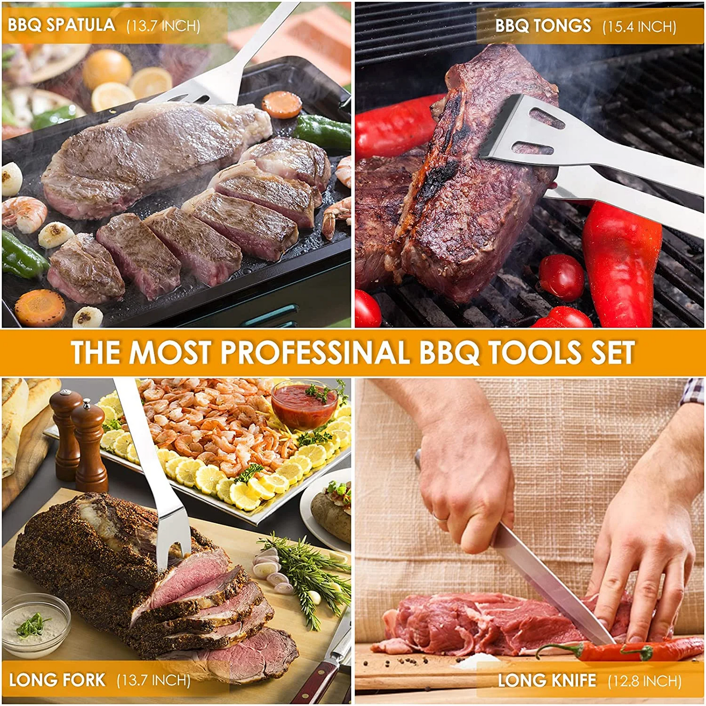 21 Pieces Stainless Steel BBQ Accessories Grill Tools Set for Outdoor Camping Grilling Best Professional Grill Gift on Birthday Wedding