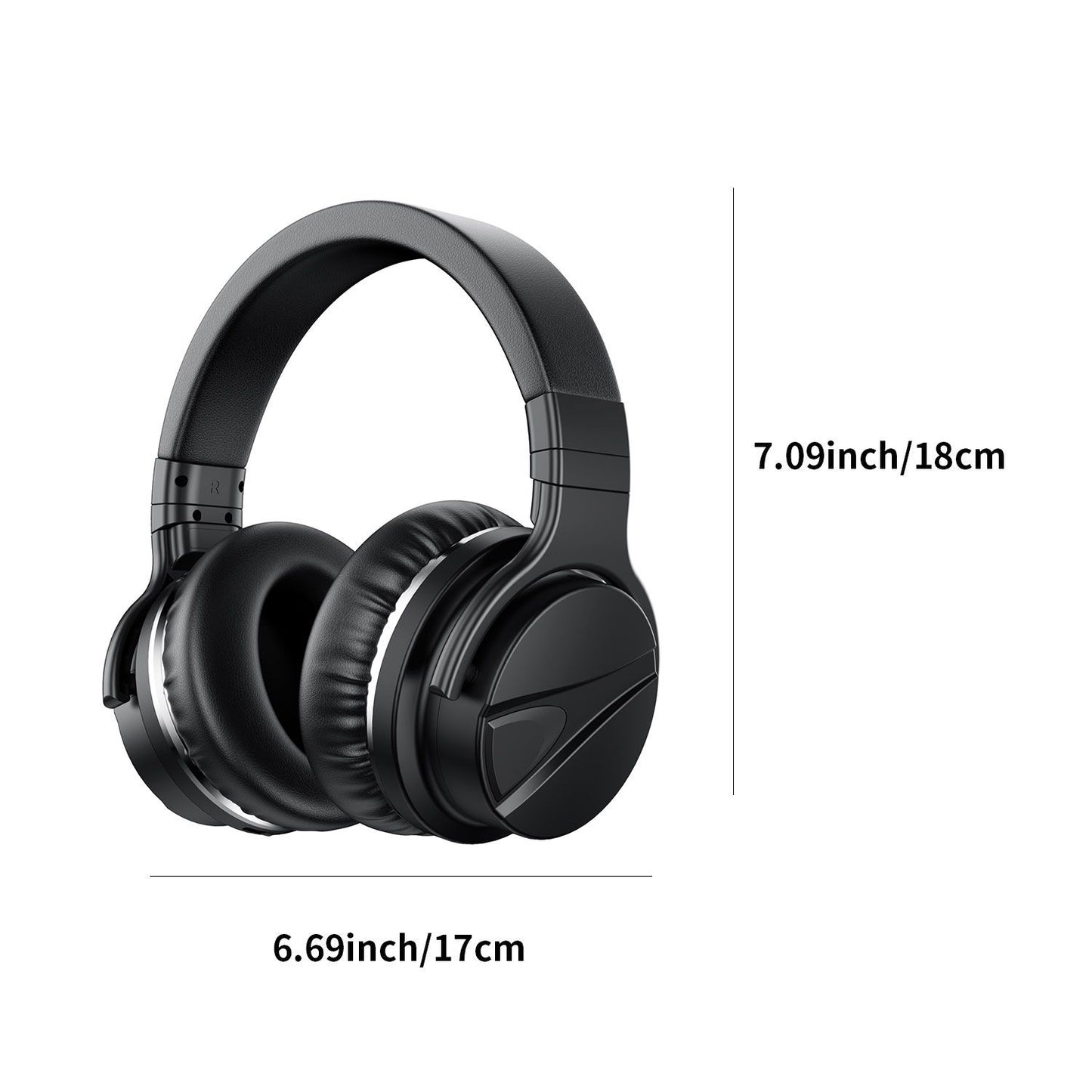 E7MR Bluetooth Headphones Wireless Over-Ear Headphones Non-Noise Cancelling 20H Playtime Black