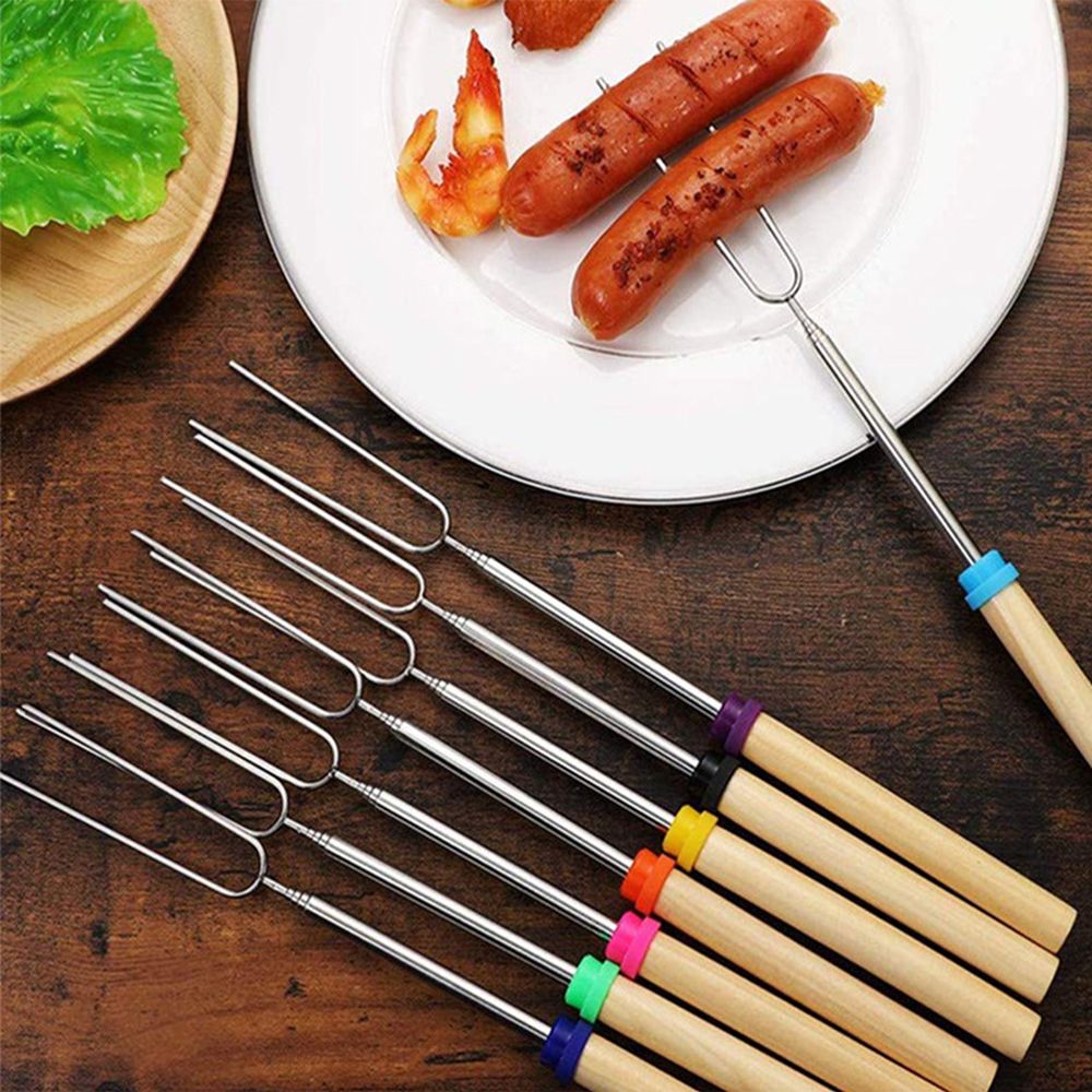 12 Pcs Marshmallow Roasting Sticks 32" Smores Kit Skewers Hot Dog Telescoping Forks Campfire