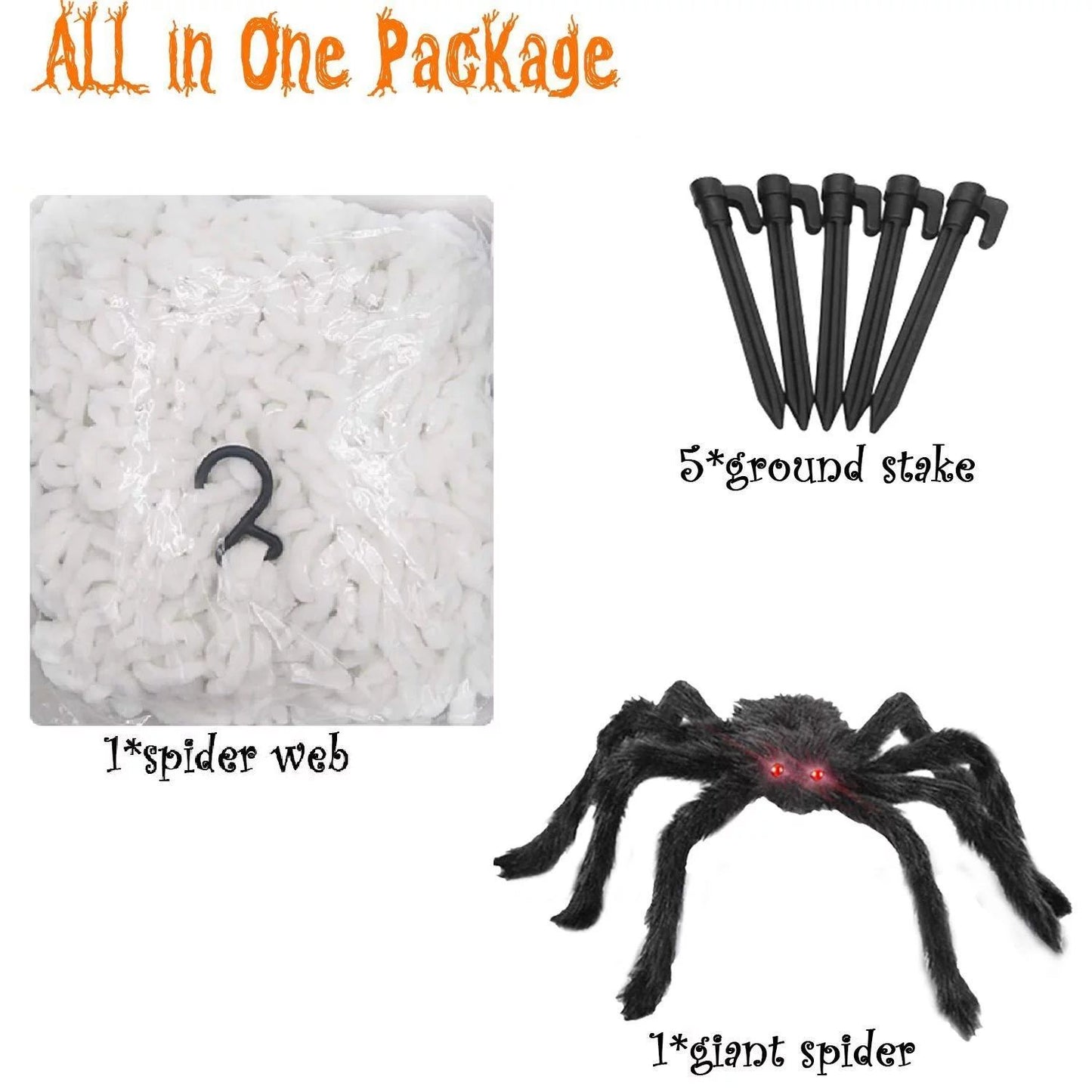 Giant Halloween Spider Set 78.7in with 16.4ft Giant Web