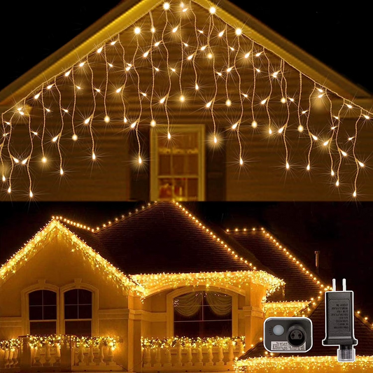 Icicle Lights Christmas Lights Plug-in 33ft 400ct LED Yellow