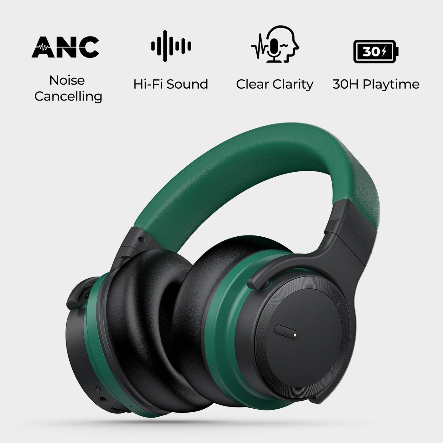 E7 Enhanced Active Noise Cancelling Wireless Bluetooth Headphone Green