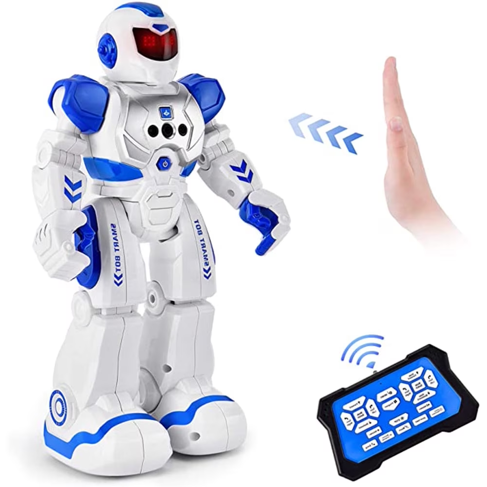 Gesture Sensing Programmable Rechargeable and Singing and Dancing Remote Control Robot for Age 3-8 Year Old Boy Toys Girls Blue
