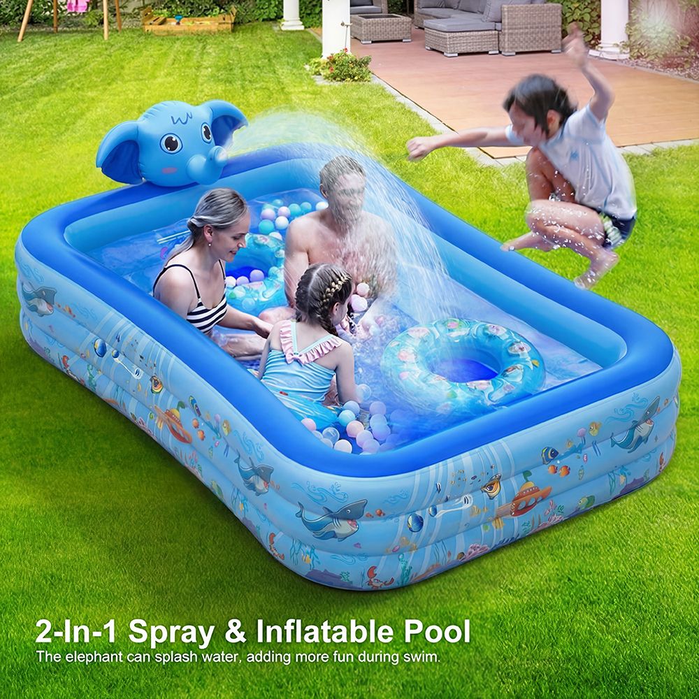 Elephant Inflatable Swimming Pool with Sprinkler, Baby Pool, Large Inflatable Pool for Adults and Kids