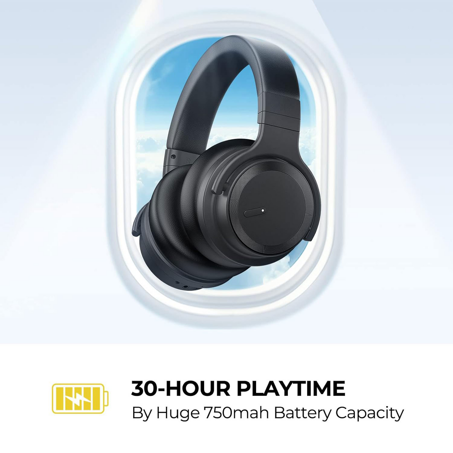 E7 Enhanced Active Noise Cancelling Wireless Bluetooth Headphone Black