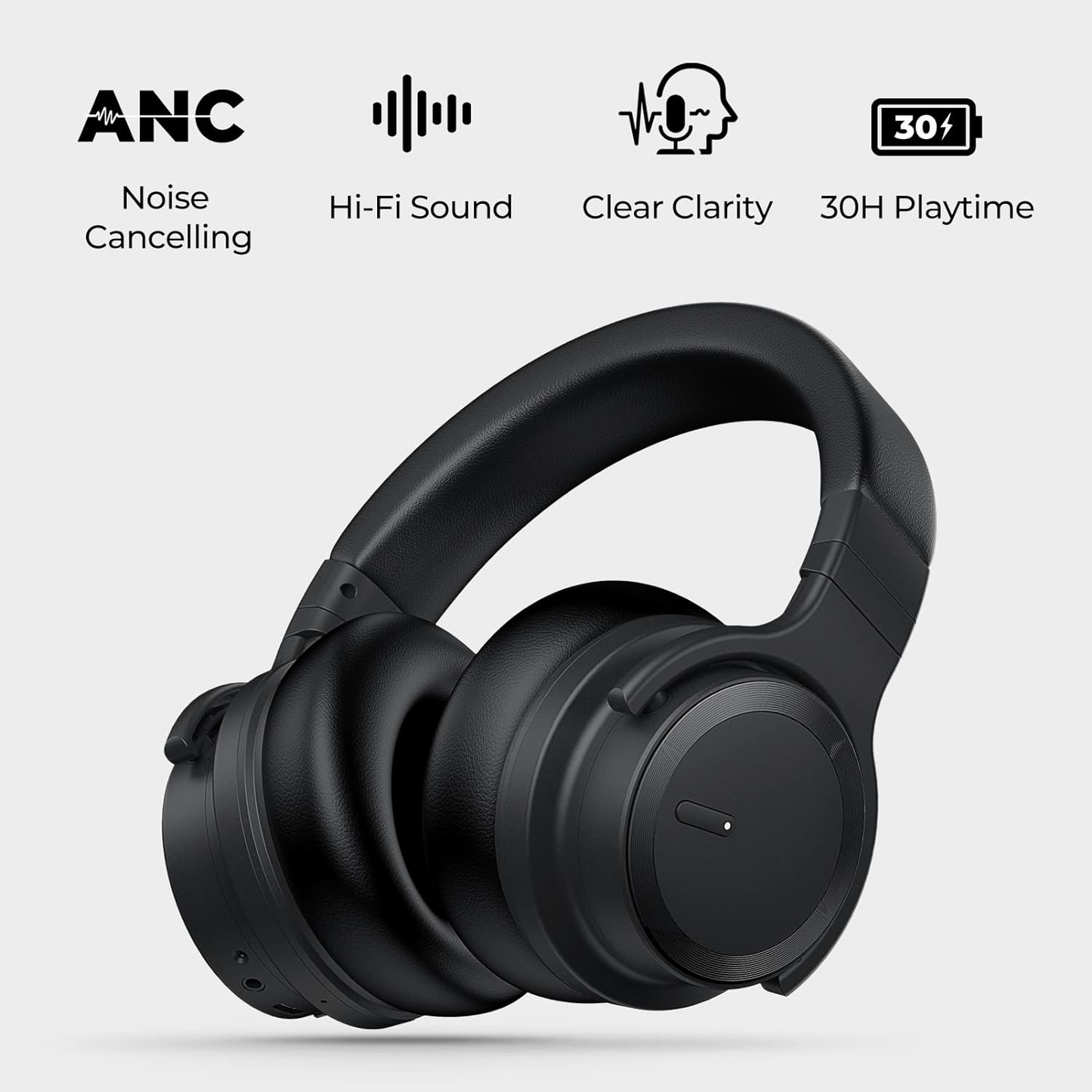 E7 Enhanced Active Noise Cancelling Wireless Bluetooth Headphone Black