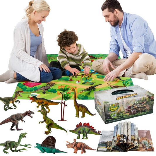 Dinosaur Toys with Play Mat, 9 Kinds Realistic Jurassic Dinosaur Figures, High Quality Educational toy gifts for Toddlers Boys and Girls
