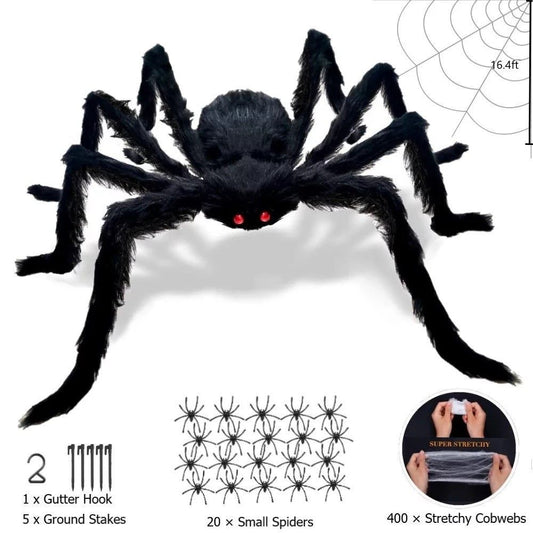 Halloween Spider Decorations Set 5ft Giant Spider with Web and 20 Small Spiders