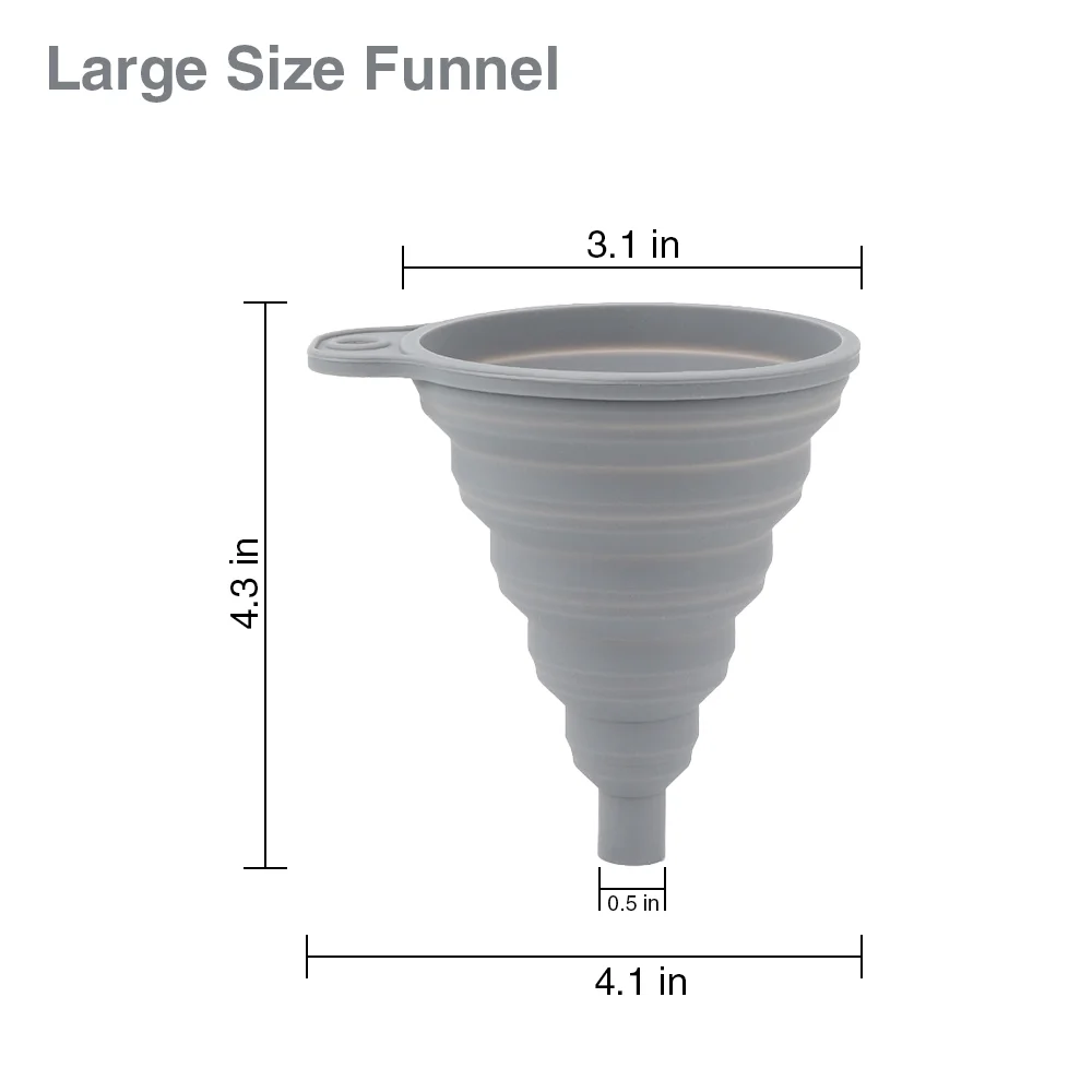 Kitchen Funnel Set of 4 Silicone Funnel Foldable Food Funnel Collapsible