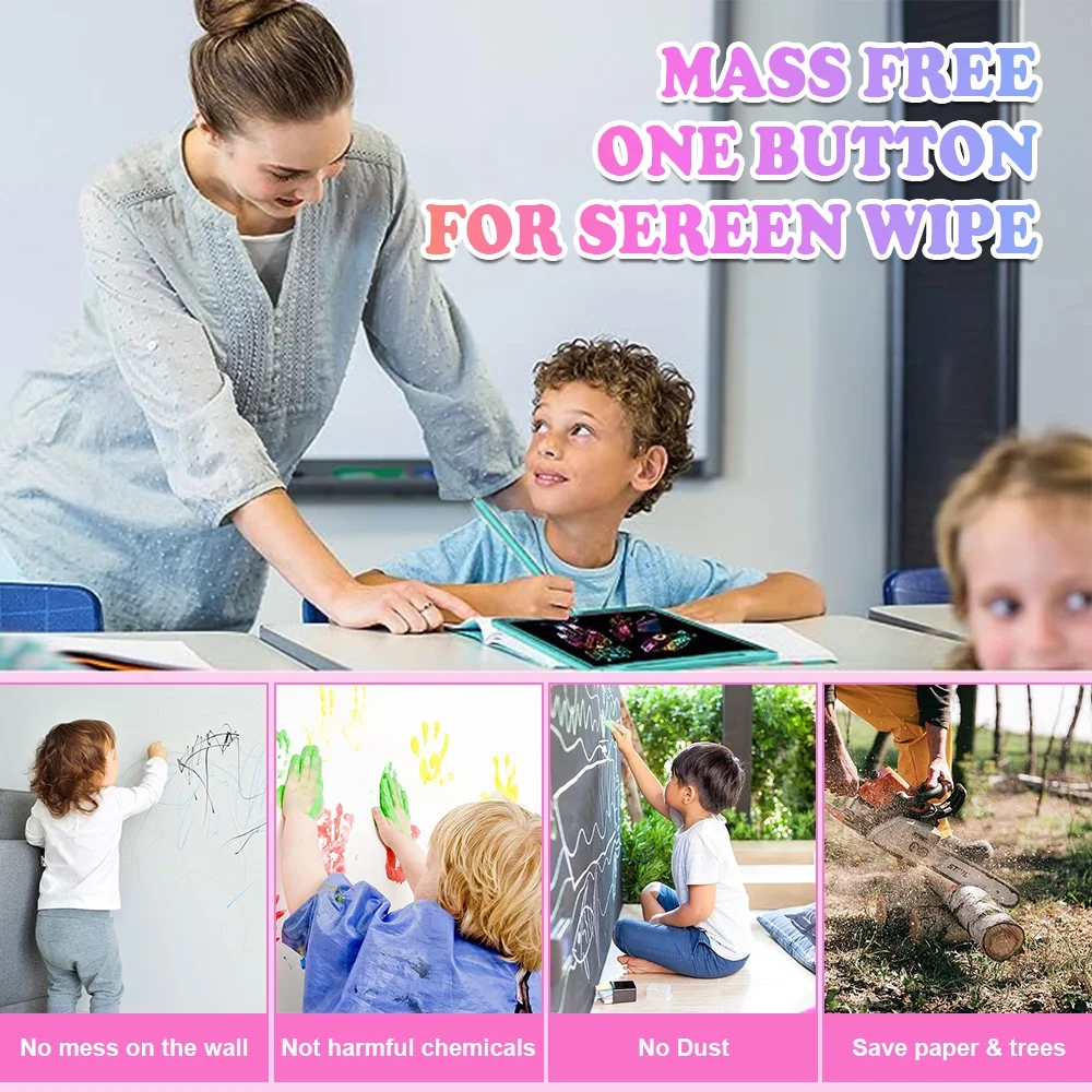 2 Pack LCD Writing Tablet 12in Colorful Toddler Drawing Pad Doodle Board Erasable Electronic Drawing Pad