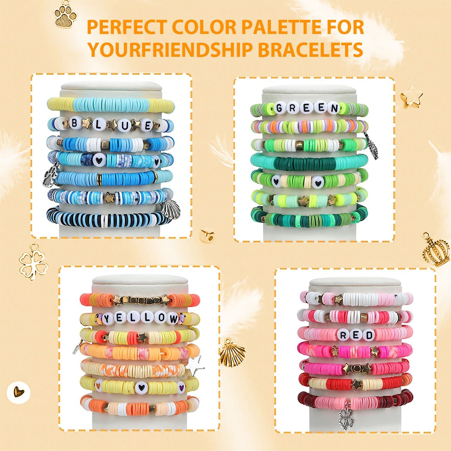 14000Pcs Clay Beads 48 Colors Bracelet Making Kit, Jewelry Making Supplies, Charms Gifts for Teen Girls Crafts for Girls Ages 8-12