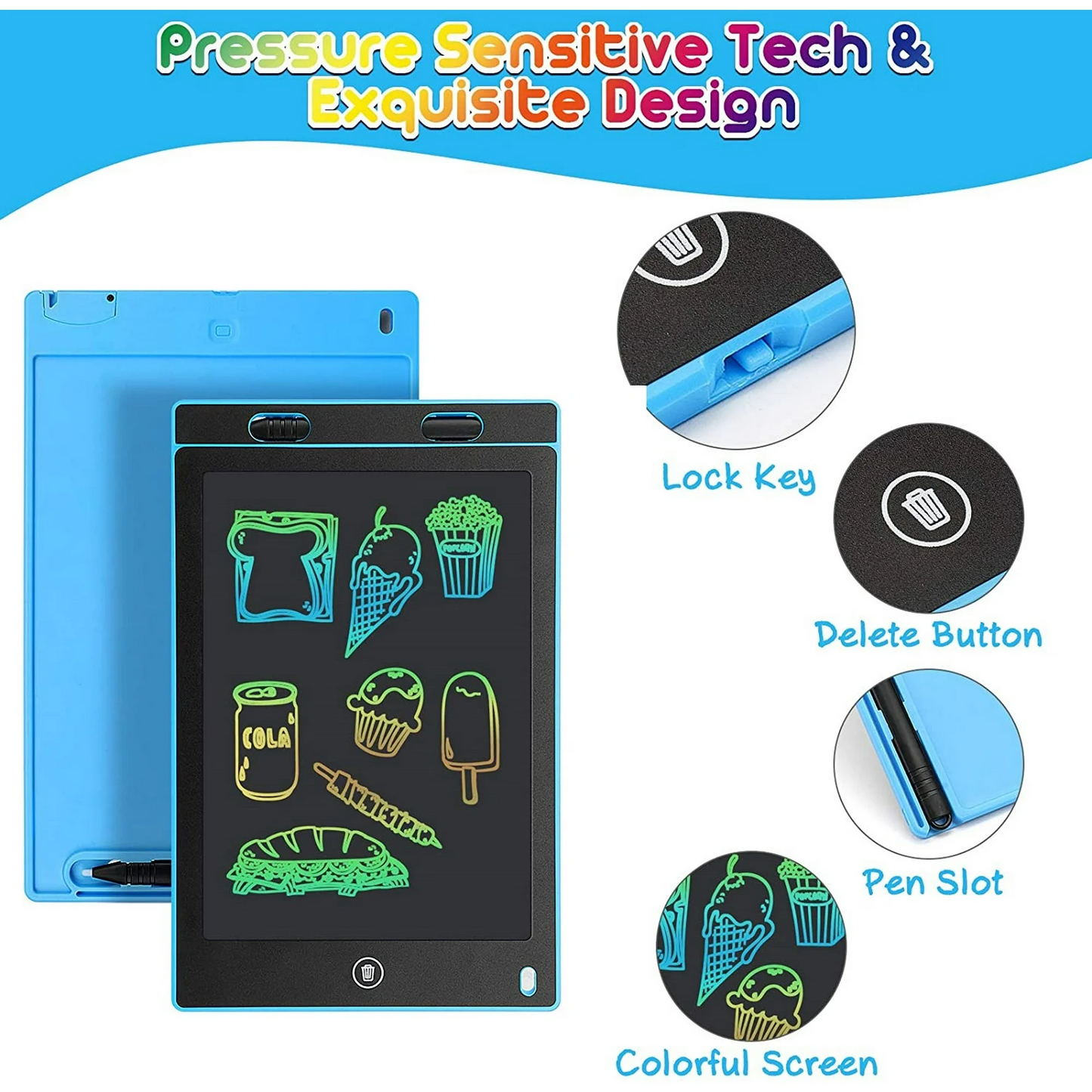 2 Pack LCD Writing Tablet 10in Colorful Toddler Drawing Pad Doodle Board Erasable Electronic Drawing Pad