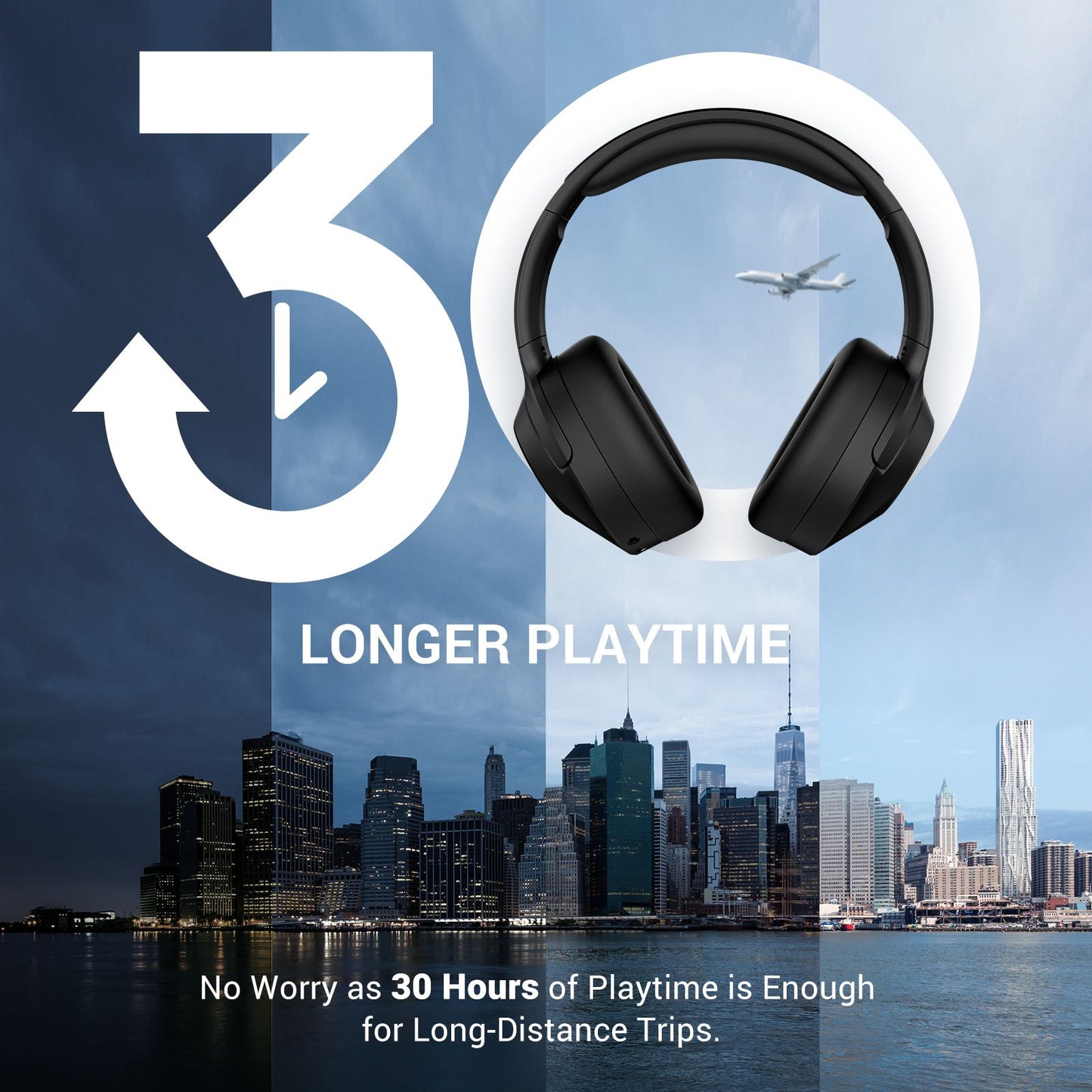 Hybrid Bluetooth Headphones Active Noise Cancelling with Hi-Fi Audio