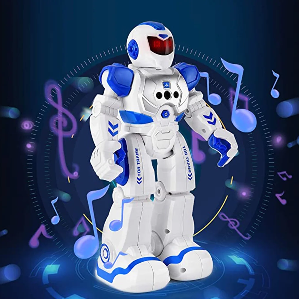 Gesture Sensing Programmable Rechargeable and Singing and Dancing Remote Control Robot for Age 3-8 Year Old Boy Toys Girls Blue