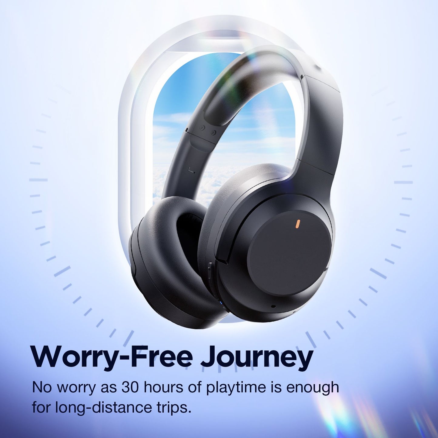 Active Noise Cancelling Wireless Bluetooth Headphones BT6.0 ENC Microphone Stereo Deep Bass Lightweight,Suitable for Travel and Home Use, Black