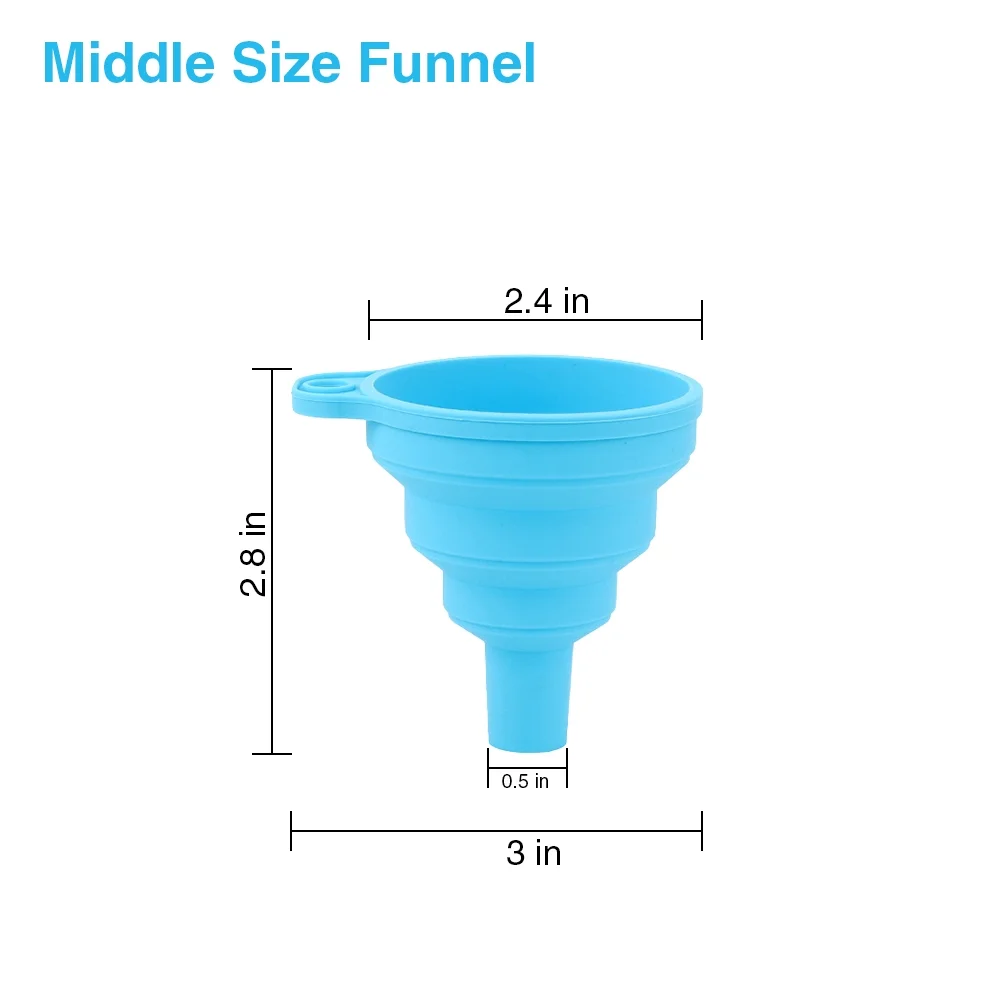 Kitchen Funnel Set of 4 Silicone Funnel Foldable Food Funnel Collapsible