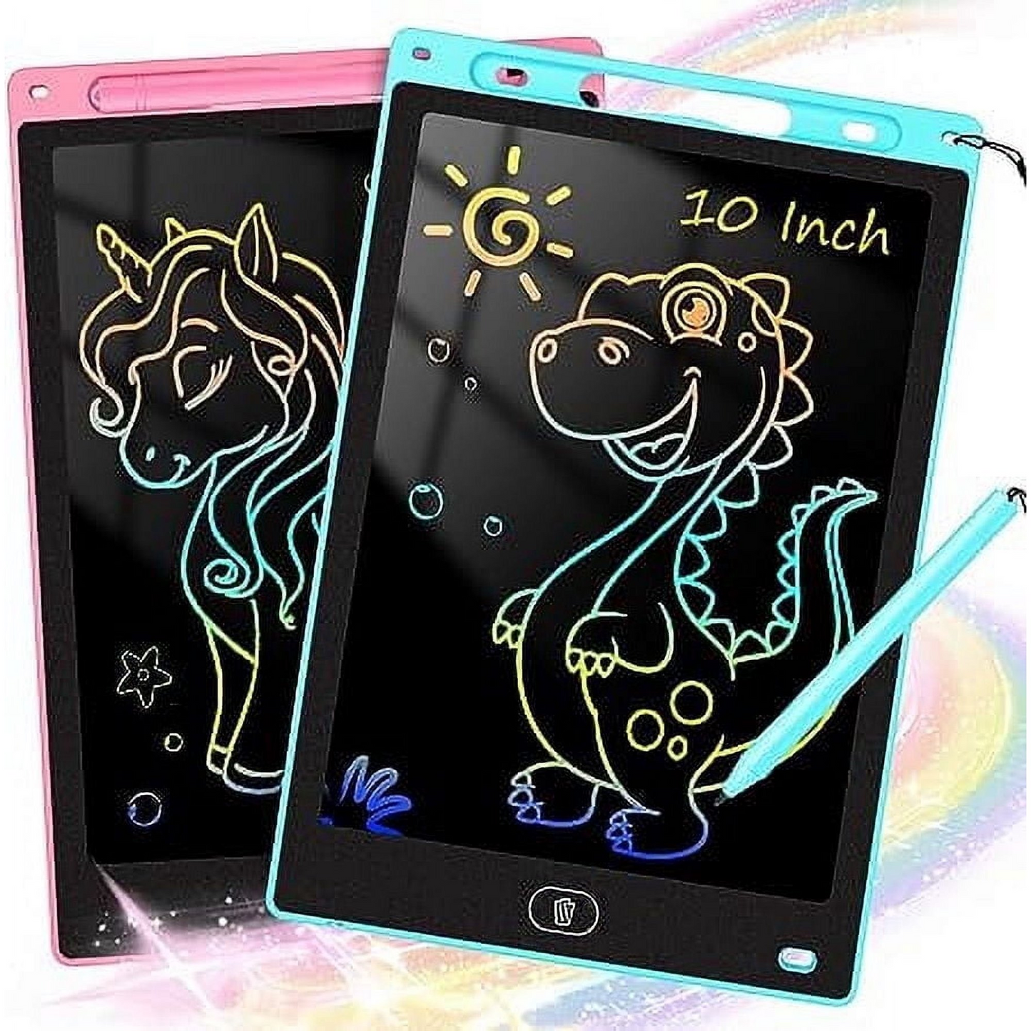 2 Pack LCD Writing Tablet 10in Colorful Toddler Drawing Pad Doodle Board Erasable Electronic Drawing Pad