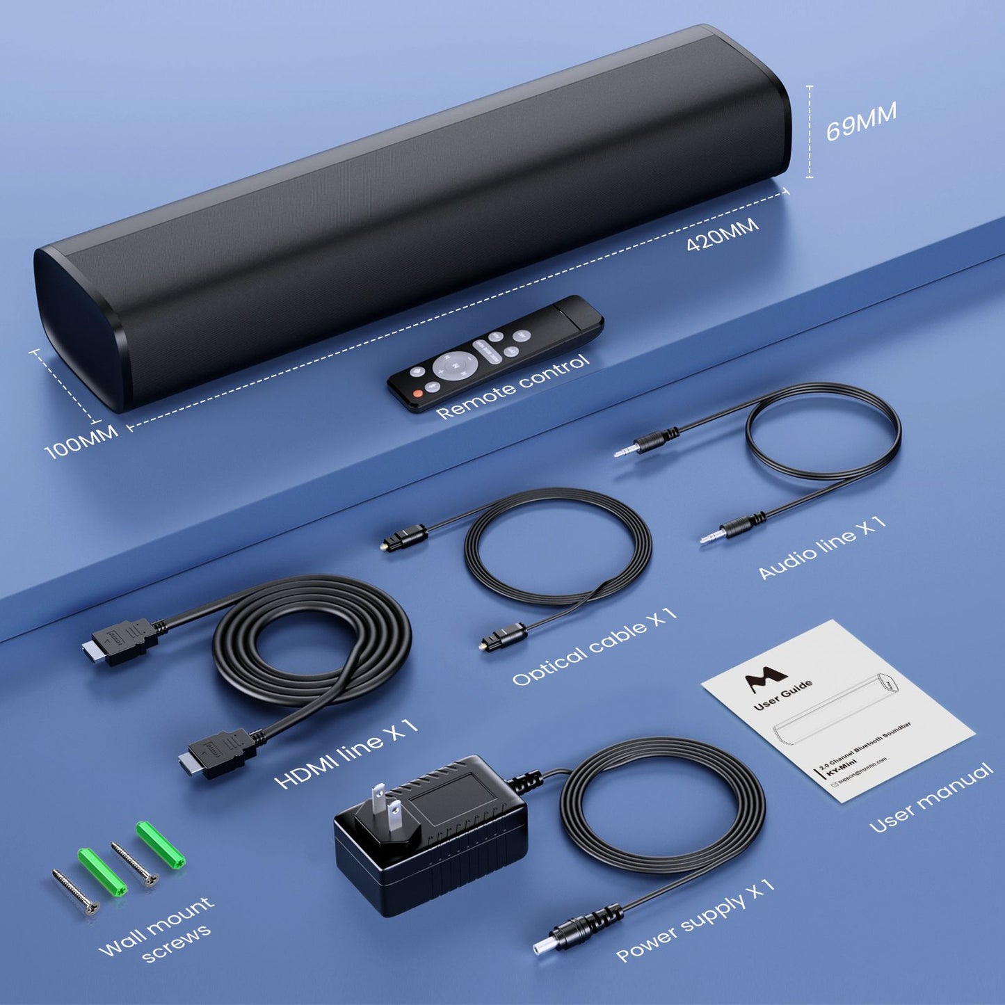 Bluetooth Sound Bar Small Surround Sound 17Inch