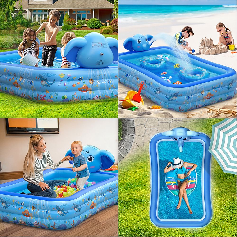 Elephant Inflatable Swimming Pool with Sprinkler, Baby Pool, Large Inflatable Pool for Adults and Kids
