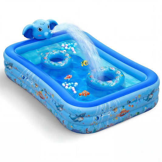 Elephant Inflatable Swimming Pool with Sprinkler, Baby Pool, Large Inflatable Pool for Adults and Kids