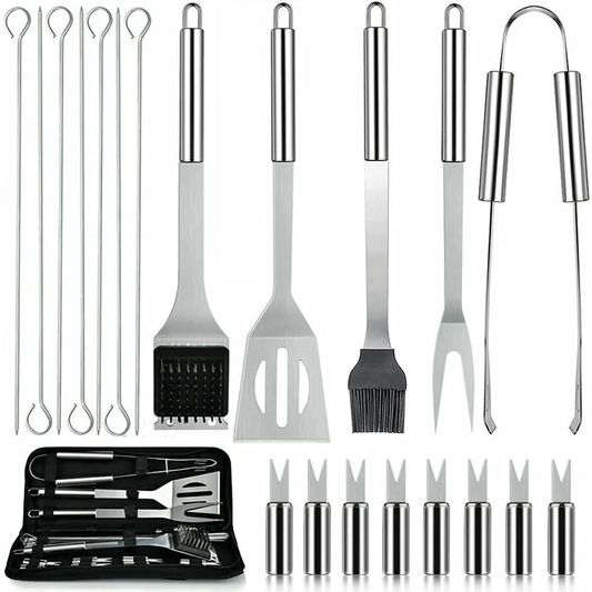 21 Pieces Stainless Steel BBQ Accessories Grill Tools Set for Outdoor Camping Grilling Best Professional Grill Gift on Birthday Wedding