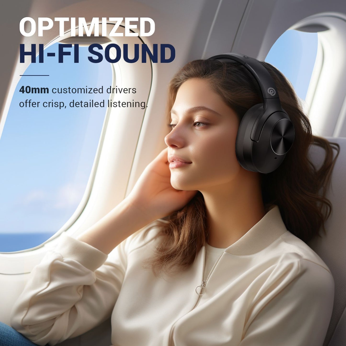 Hybrid Bluetooth Headphones Active Noise Cancelling with Hi-Fi Audio