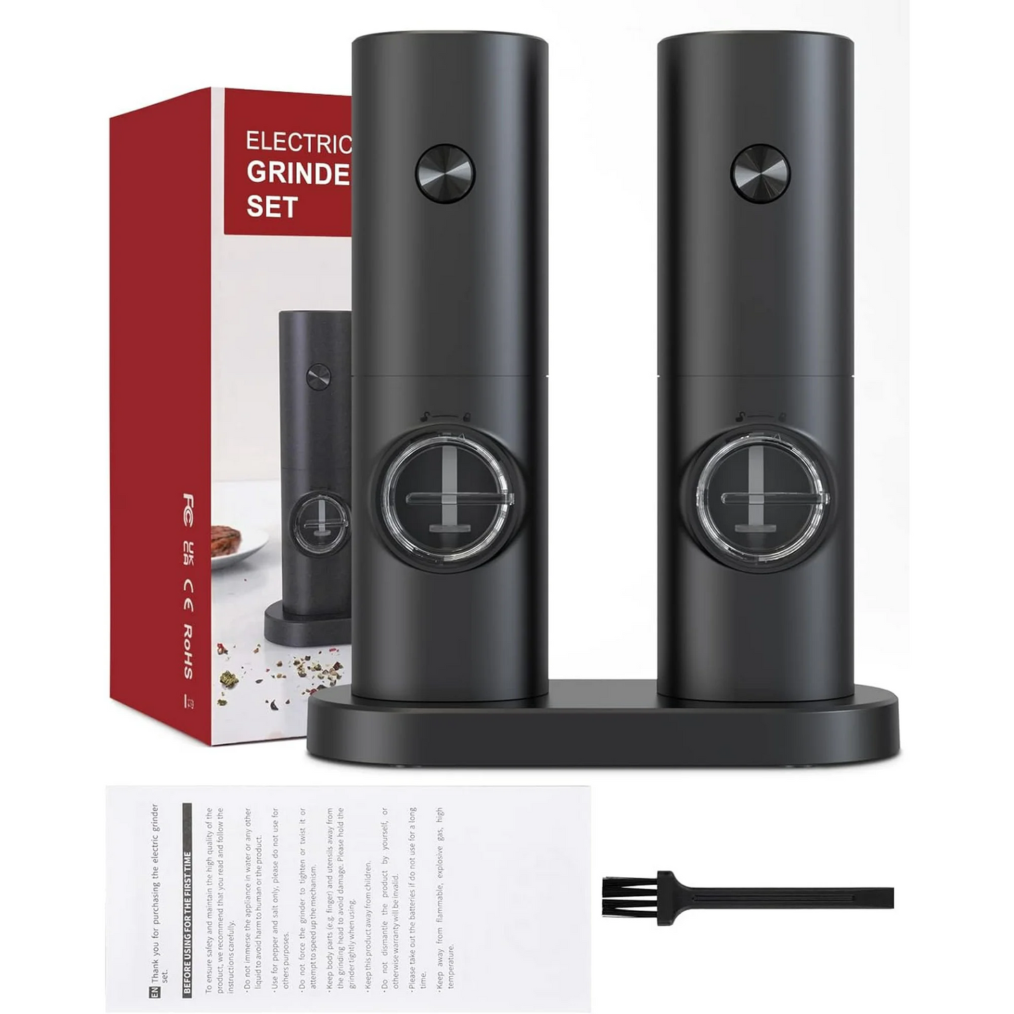Automatic Battery-Powered Salt & Pepper Grinder Set with Adjustable Coarseness