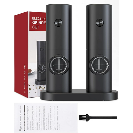Automatic Battery-Powered Salt & Pepper Grinder Set with Adjustable Coarseness
