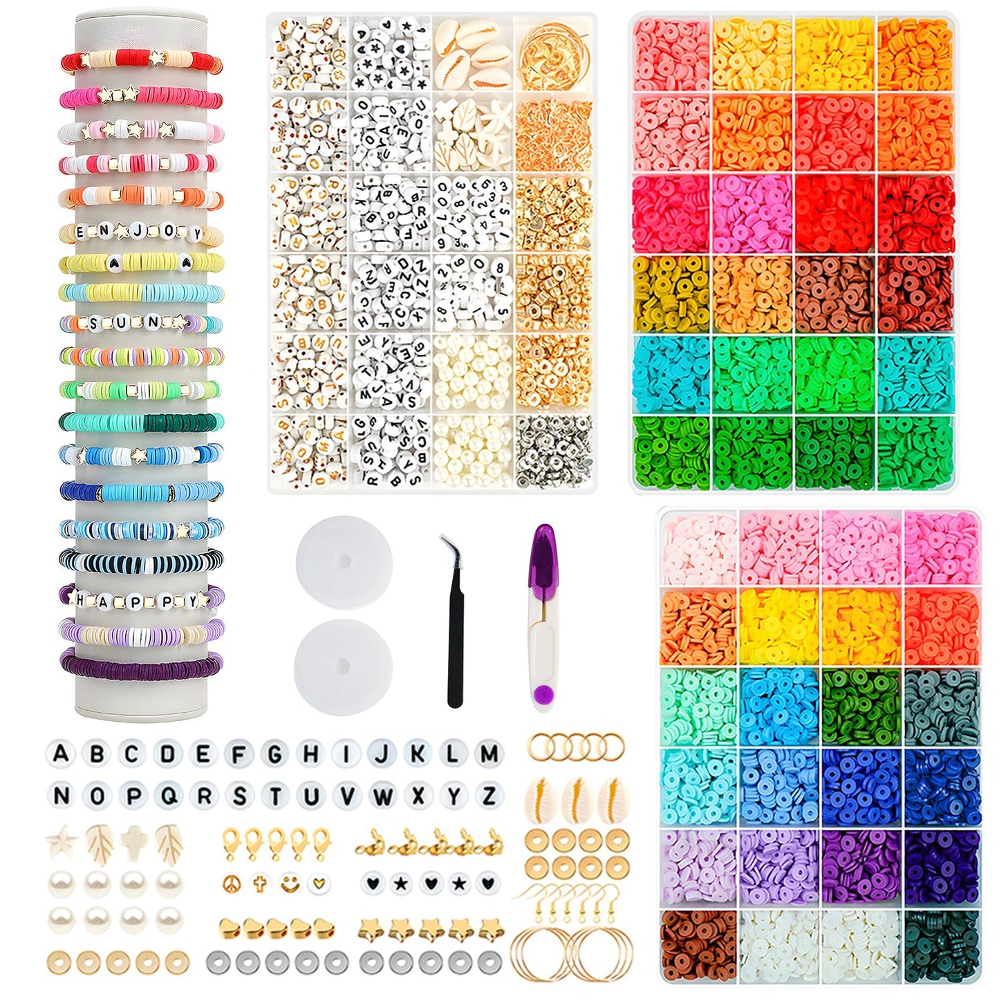 14000Pcs Clay Beads 48 Colors Bracelet Making Kit, Jewelry Making Supplies, Charms Gifts for Teen Girls Crafts for Girls Ages 8-12