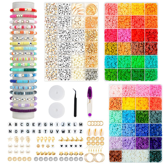 14000Pcs Clay Beads 48 Colors Bracelet Making Kit, Jewelry Making Supplies, Charms Gifts for Teen Girls Crafts for Girls Ages 8-12