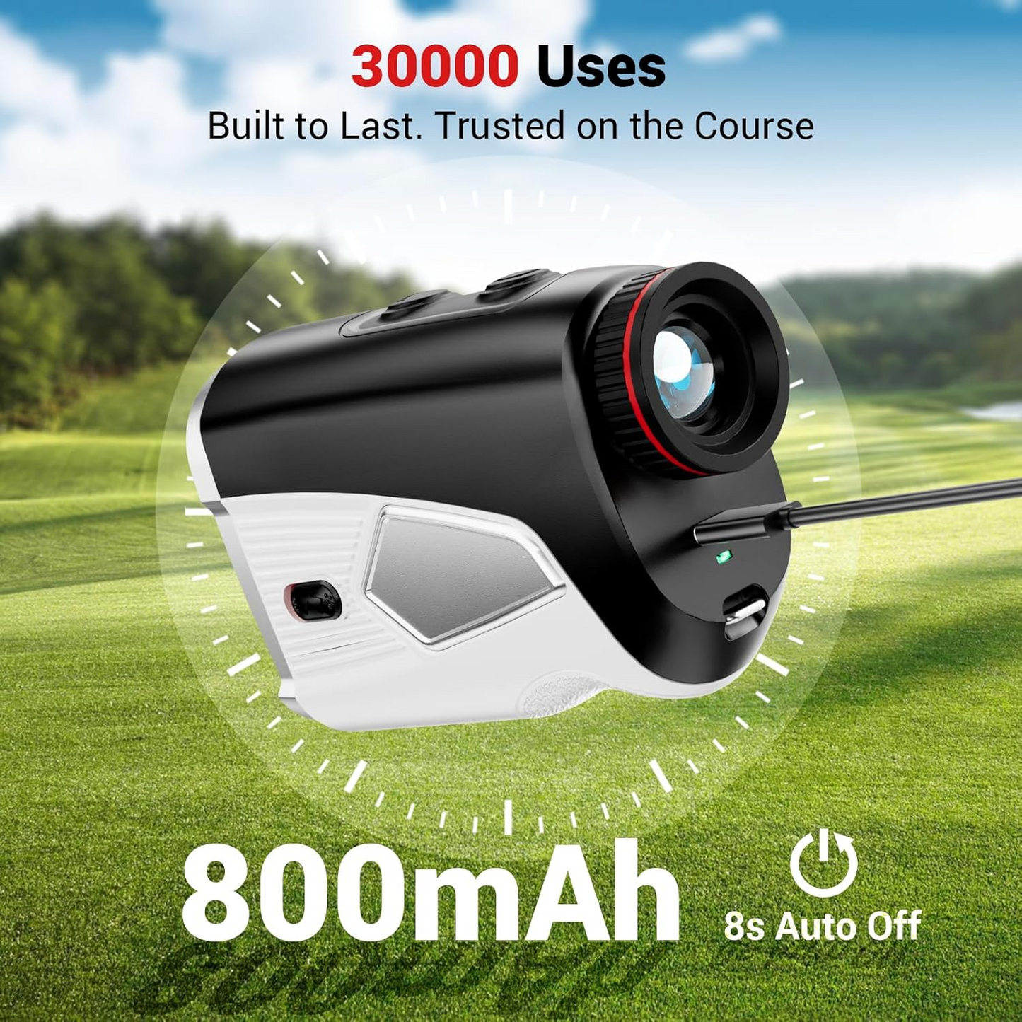 Golf Rangefinder 1500 Yard Slope Switch with USB-C Recharge 7x Magnification & Magnetic Mount