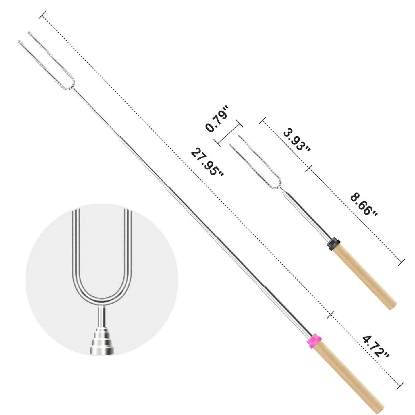 12 Pcs Marshmallow Roasting Sticks 32" Smores Kit Skewers Hot Dog Telescoping Forks Campfire