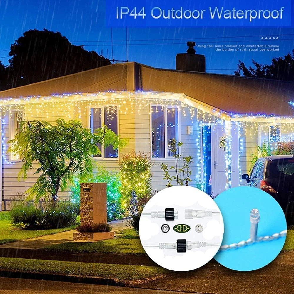 Icicle Lights Christmas Lights Plug-in 33ft 400ct LED Yellow