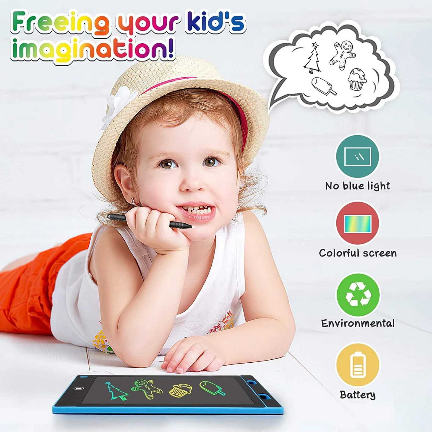 2 Pack LCD Writing Tablet 10in Colorful Toddler Drawing Pad Doodle Board Erasable Electronic Drawing Pad