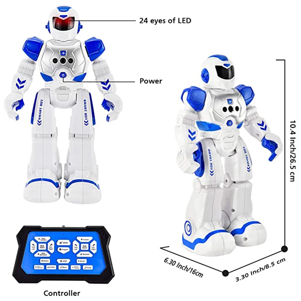 Gesture Sensing Programmable Rechargeable and Singing and Dancing Remote Control Robot for Age 3-8 Year Old Boy Toys Girls Blue