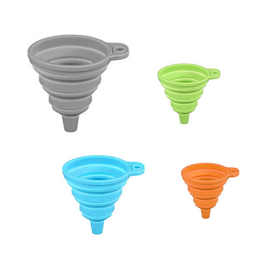 Kitchen Funnel Set of 4 Silicone Funnel Foldable Food Funnel Collapsible