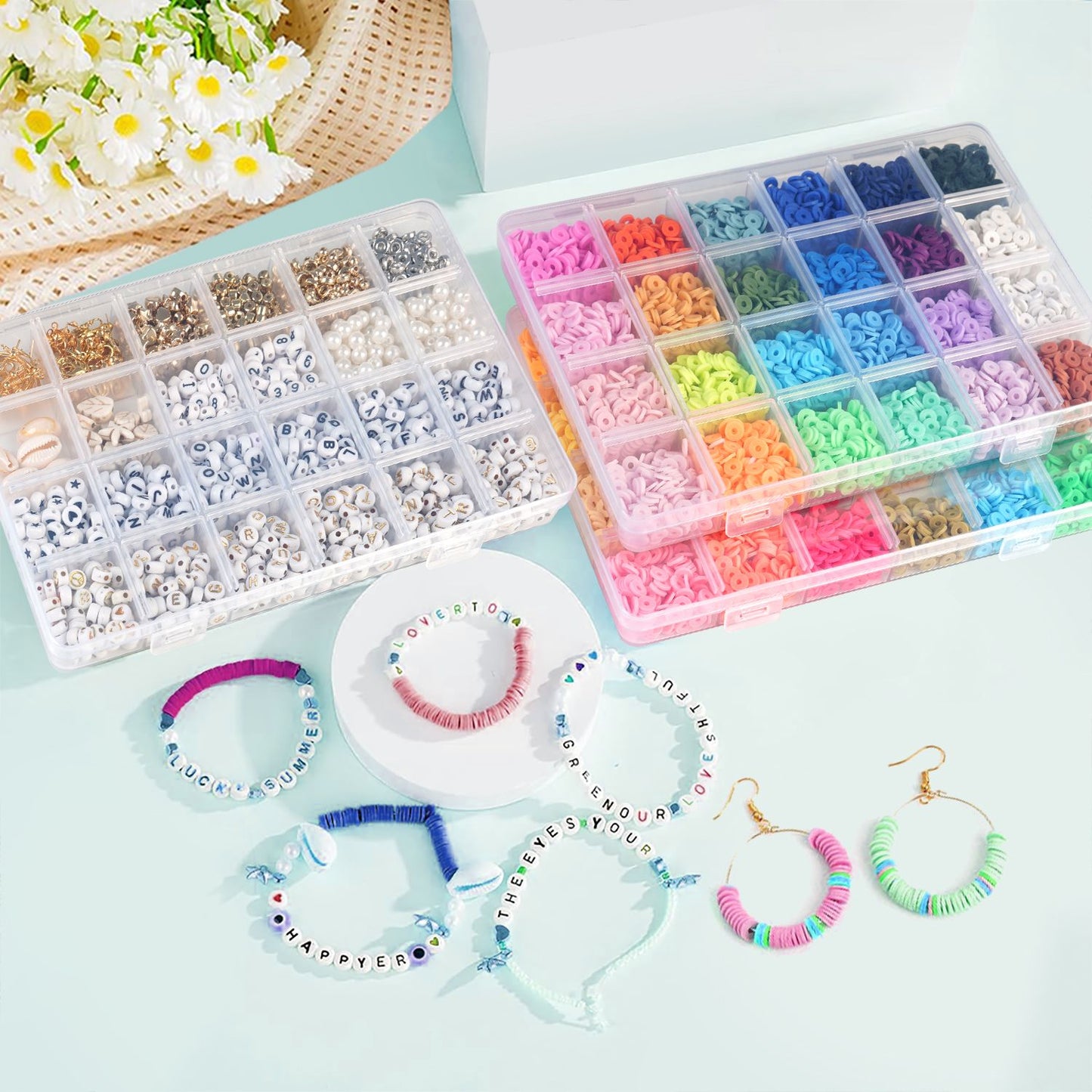 14000Pcs Clay Beads 48 Colors Bracelet Making Kit, Jewelry Making Supplies, Charms Gifts for Teen Girls Crafts for Girls Ages 8-12